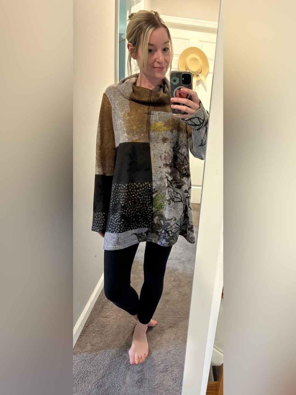 Trisha Tyler Mixed Print Cowl Neck Tunic Sweater - Large - Picture 5 of 5